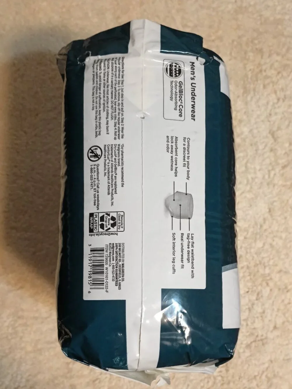 NWT ~ Walgreens' Certainty Men's ComfortLux Underwear Size:  Large, 18 ct. pkg.